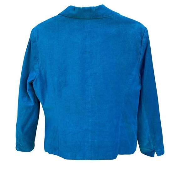 George Womens Teal Velvet Rhinestone Button Single Breasted Glam Blazer Jacket 1 - Picture 7 of 10